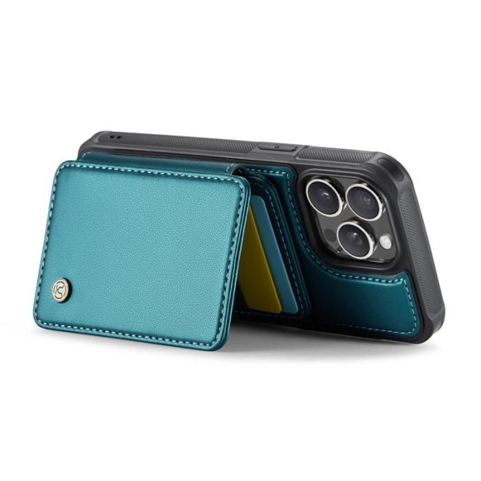 JEEHOOD - JEEHOOD J05 iPhone 16 Pro Fodral Läder med Magnetisk Kortväska Cyan