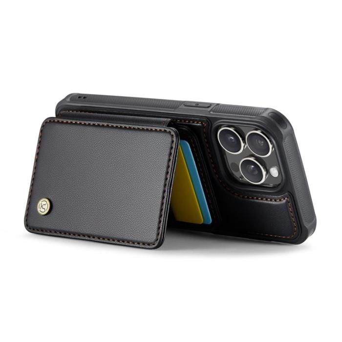 JEEHOOD - JEEHOOD J05 iPhone 16 Pro Fodral Läder med Magnetisk Kortväska - Svart