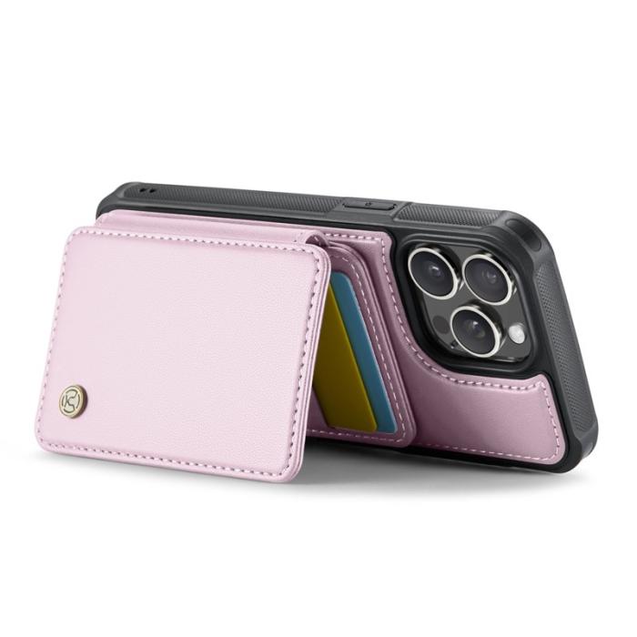 JEEHOOD - JEEHOOD J05 iPhone 16 Pro Max Skal Läder Mobilfodral Rosa