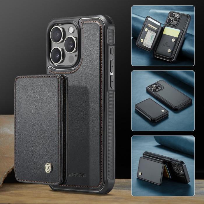 JEEHOOD - JEEHOOD J05 iPhone 16 Pro Max Skal Läder Mobilfodral Svart