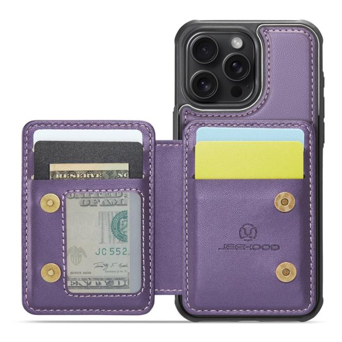 JEEHOOD - JEEHOOD J05 iPhone 16 Pro Skal Läder Mobilfodral Lila