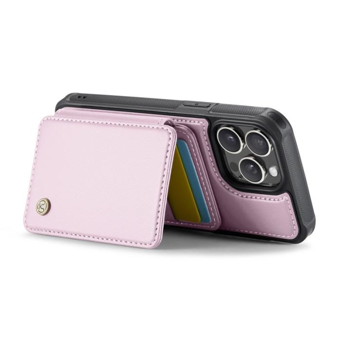 JEEHOOD - JEEHOOD J05 iPhone 16 Pro Skal Läder Mobilfodral Rosa