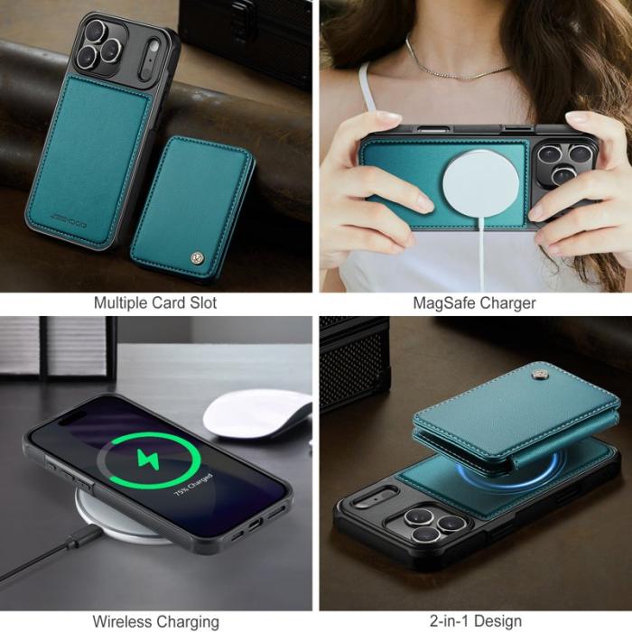 JEEHOOD - JEEHOOD J05 iPhone 17 Pro Max Skal Läder med Magnetficka - Blå