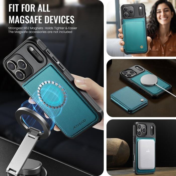 JEEHOOD - JEEHOOD J05 iPhone 17 Pro Skal Läder med Magnetficka - Blå