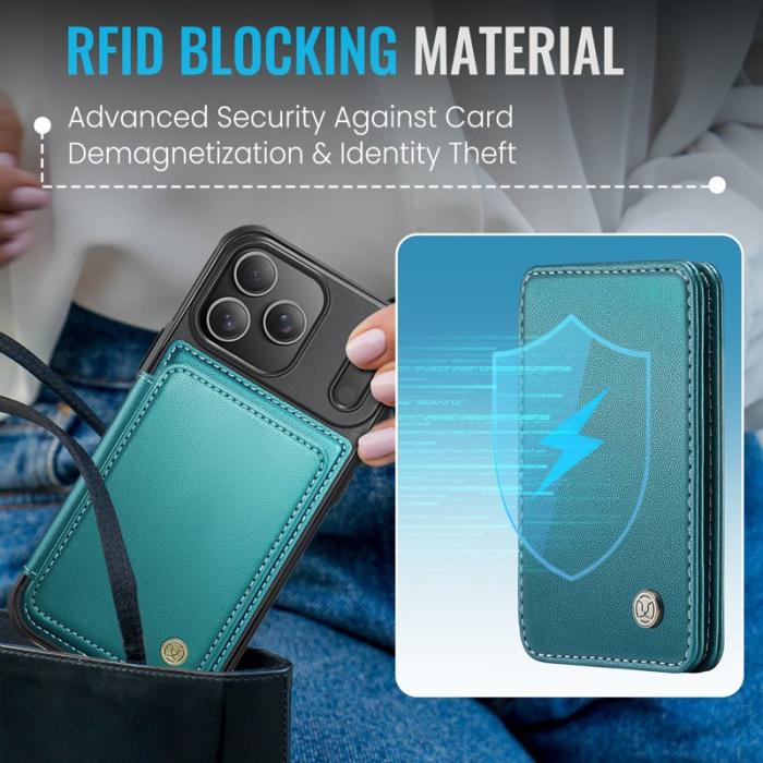 JEEHOOD - JEEHOOD J05 iPhone 17 Pro Skal Läder med Magnetficka - Blå