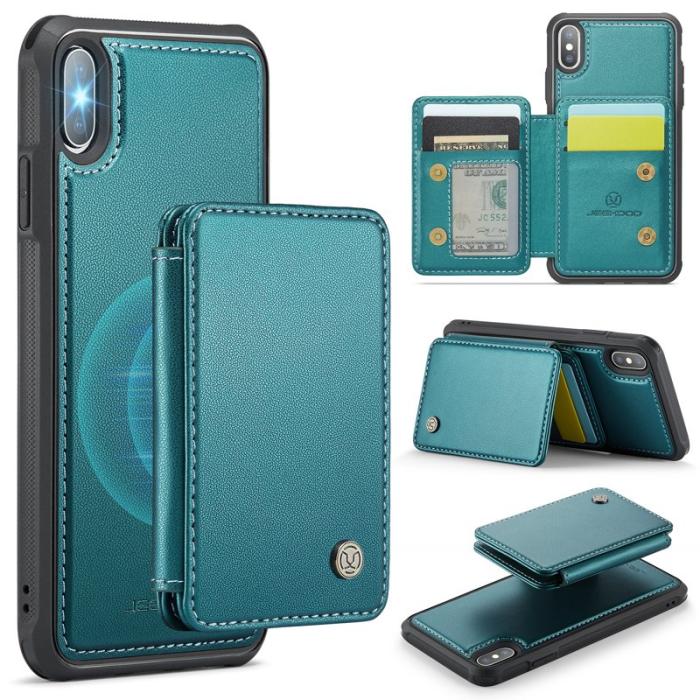 JEEHOOD - JEEHOOD J05 iPhone X / XS Skal Läder Mobilfodral Cyan