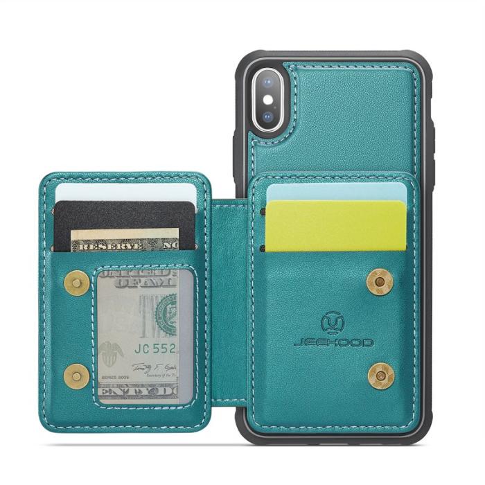 JEEHOOD - JEEHOOD J05 iPhone X / XS Skal Läder Mobilfodral Cyan