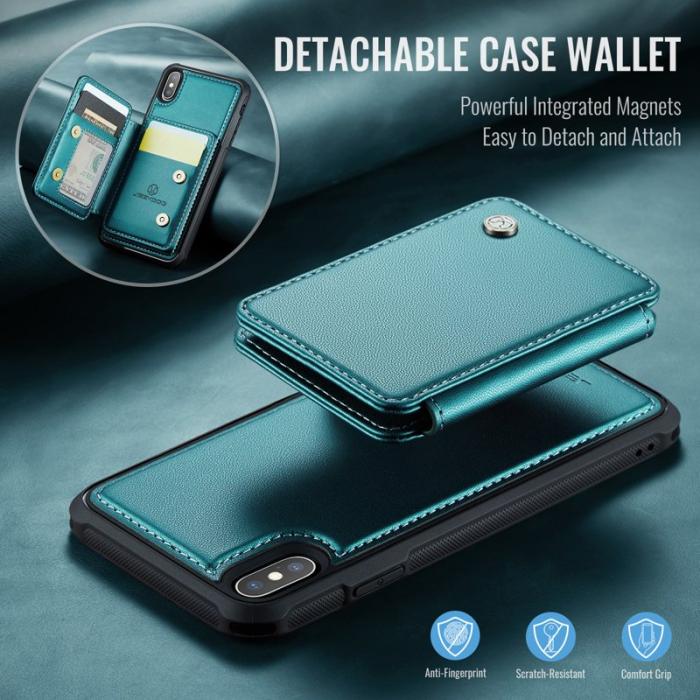 JEEHOOD - JEEHOOD J05 iPhone X / XS Skal Läder Mobilfodral Cyan