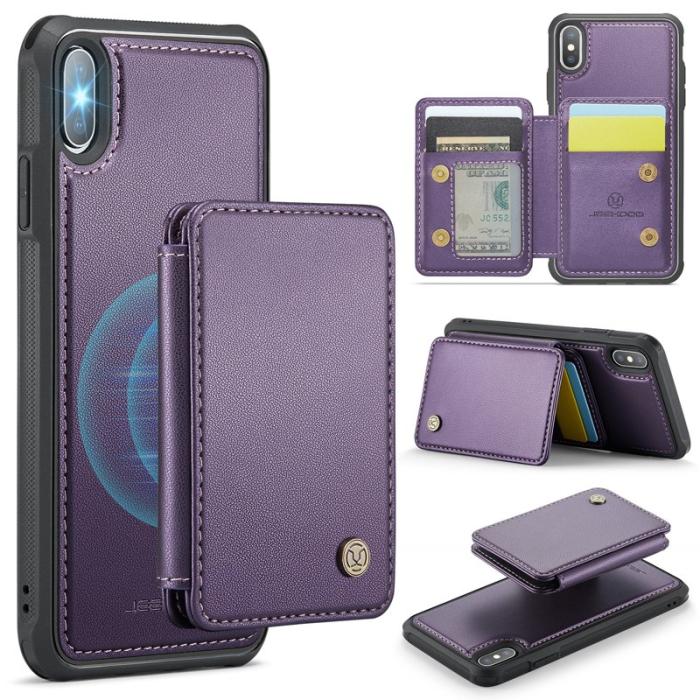 JEEHOOD - JEEHOOD J05 iPhone X / XS Skal Läder Mobilfodral Lila