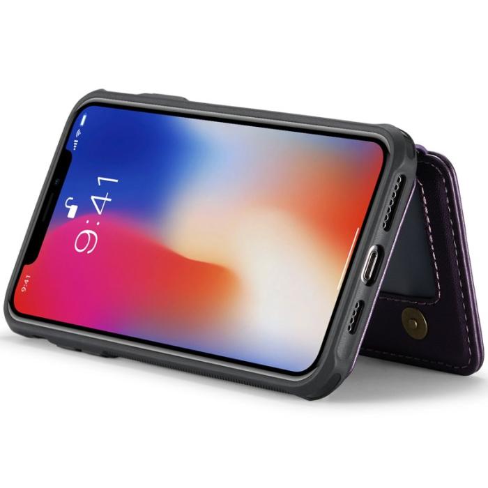 JEEHOOD - JEEHOOD J05 iPhone X / XS Skal Läder Mobilfodral Lila