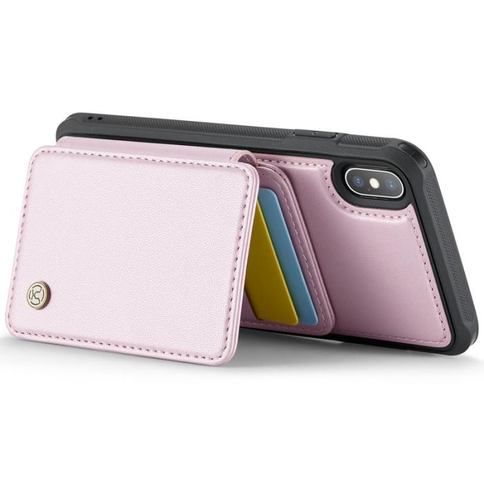 JEEHOOD - JEEHOOD J05 iPhone X / XS Skal Läder Mobilfodral Rosa