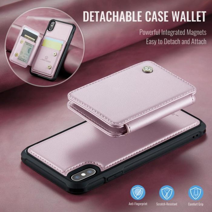 JEEHOOD - JEEHOOD J05 iPhone X / XS Skal Läder Mobilfodral Rosa