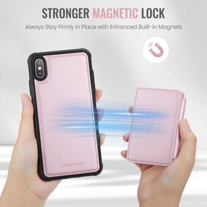 JEEHOOD - JEEHOOD J05 iPhone X / XS Skal Läder Mobilfodral Rosa