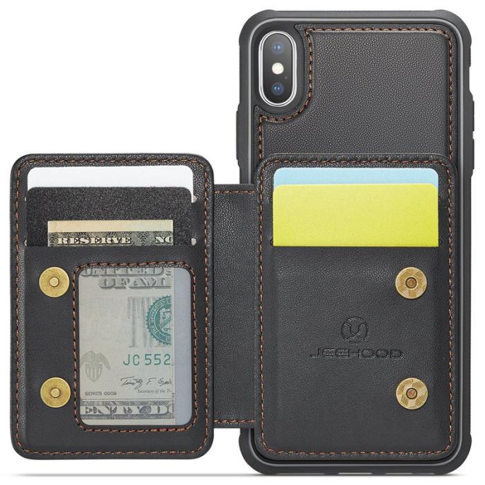 JEEHOOD - JEEHOOD J05 iPhone X / XS Skal Läder Mobilfodral Svart