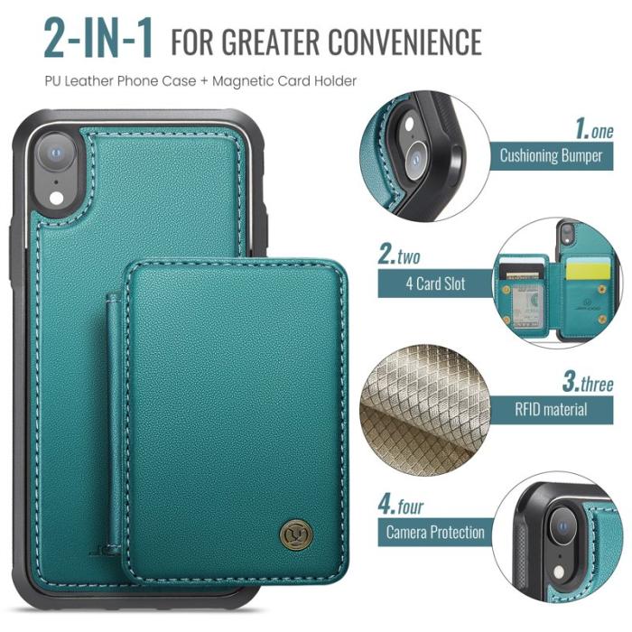 JEEHOOD - JEEHOOD J05 iPhone XR Skal Läder Mobilfodral Cyan