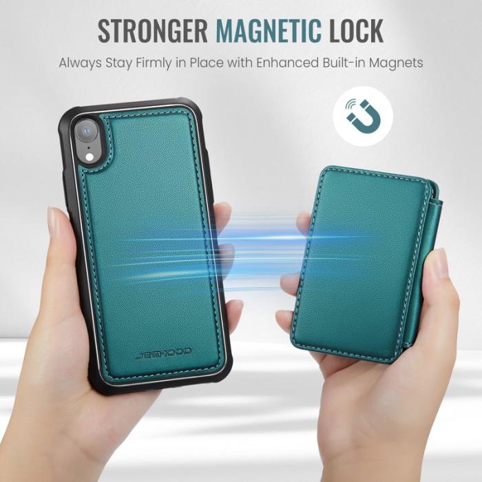 JEEHOOD - JEEHOOD J05 iPhone XR Skal Läder Mobilfodral Cyan