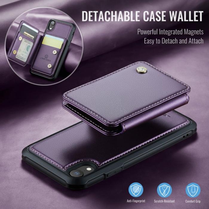 JEEHOOD - JEEHOOD J05 iPhone XR Skal Läder Mobilfodral Lila