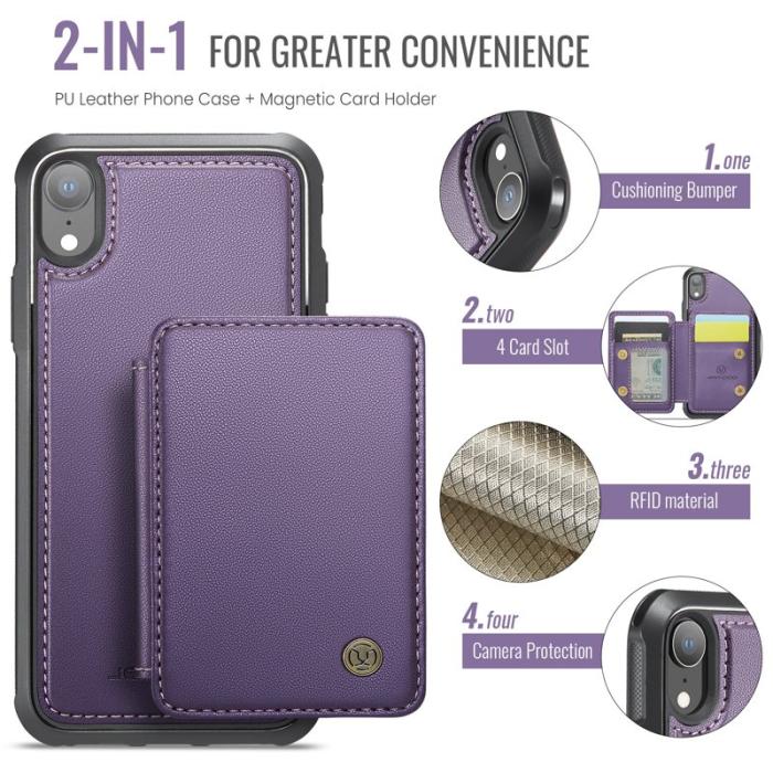 JEEHOOD - JEEHOOD J05 iPhone XR Skal Läder Mobilfodral Lila