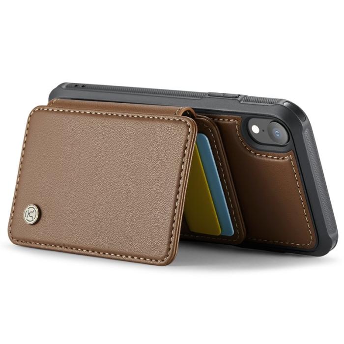 JEEHOOD - JEEHOOD J05 iPhone XR Skal Läder Mobilfodral med Kortficka - Brun