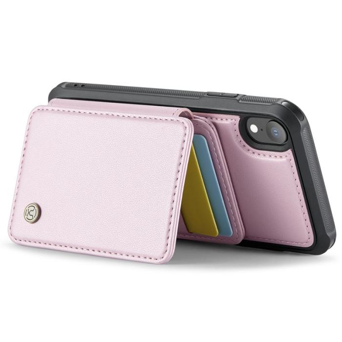 JEEHOOD - JEEHOOD J05 iPhone XR Skal Läder Mobilfodral med Kortficka - Rosa