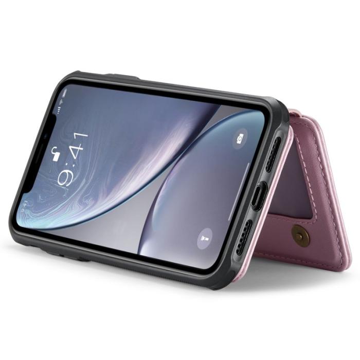 JEEHOOD - JEEHOOD J05 iPhone XR Skal Läder Mobilfodral med Kortficka - Rosa