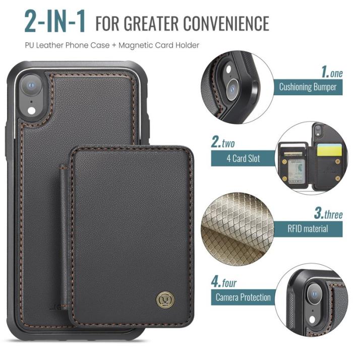 JEEHOOD - JEEHOOD J05 iPhone XR Skal Läder Mobilfodral Svart