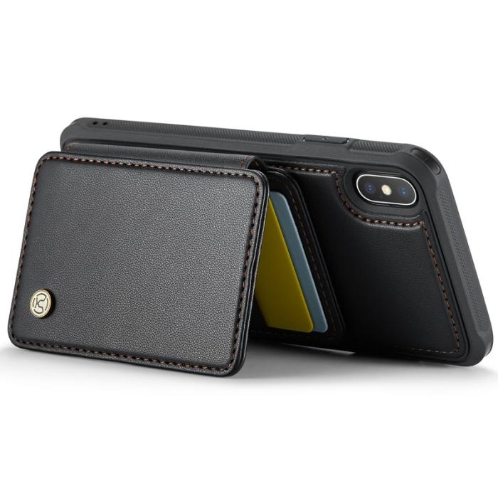 JEEHOOD - JEEHOOD J05 iPhone XS Max Skal Läder med Avtagbar Kortväska - Svart
