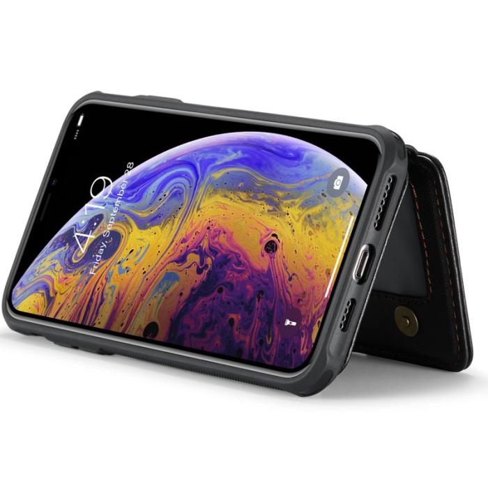 JEEHOOD - JEEHOOD J05 iPhone XS Max Skal Läder med Avtagbar Kortväska - Svart