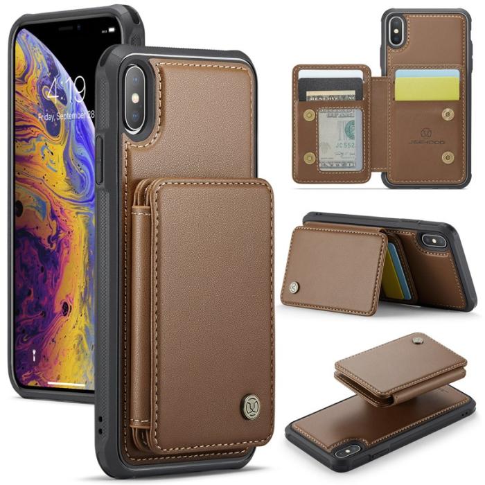 JEEHOOD - JEEHOOD J05 iPhone XS Max Skal Läder Mobilfodral Brun