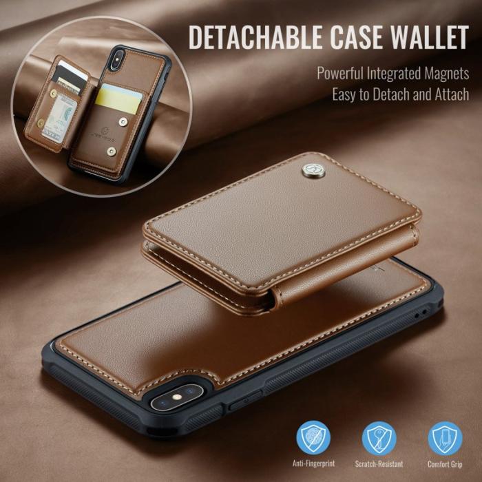 JEEHOOD - JEEHOOD J05 iPhone XS Max Skal Läder Mobilfodral Brun