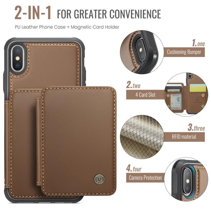 JEEHOOD - JEEHOOD J05 iPhone XS Max Skal Läder Mobilfodral Brun