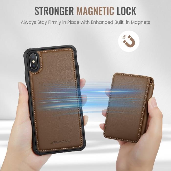 JEEHOOD - JEEHOOD J05 iPhone XS Max Skal Läder Mobilfodral Brun