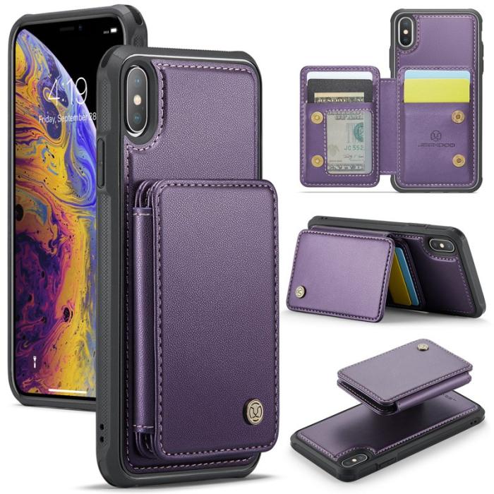 JEEHOOD - JEEHOOD J05 iPhone XS Max Skal Läder Mobilfodral Lila