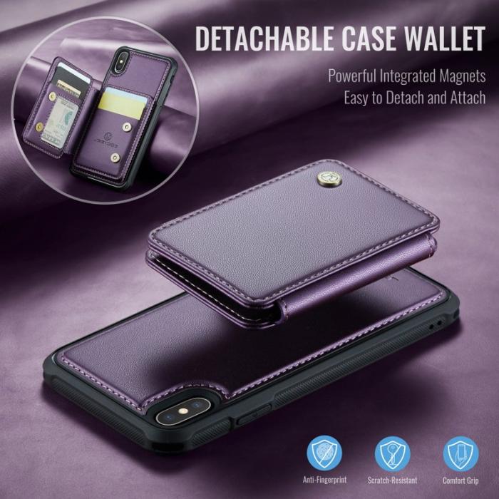 JEEHOOD - JEEHOOD J05 iPhone XS Max Skal Läder Mobilfodral Lila