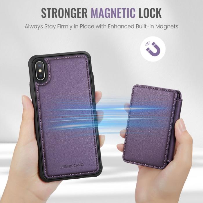 JEEHOOD - JEEHOOD J05 iPhone XS Max Skal Läder Mobilfodral Lila