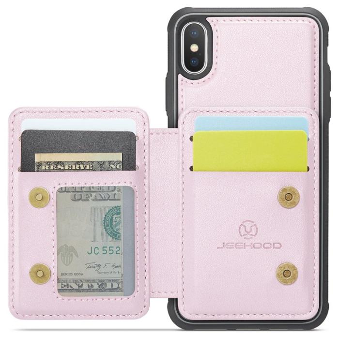 JEEHOOD - JEEHOOD J05 iPhone XS Max Skal Läder Mobilfodral Rosa