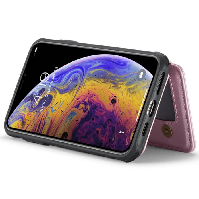 JEEHOOD - JEEHOOD J05 iPhone XS Max Skal Läder Mobilfodral Rosa