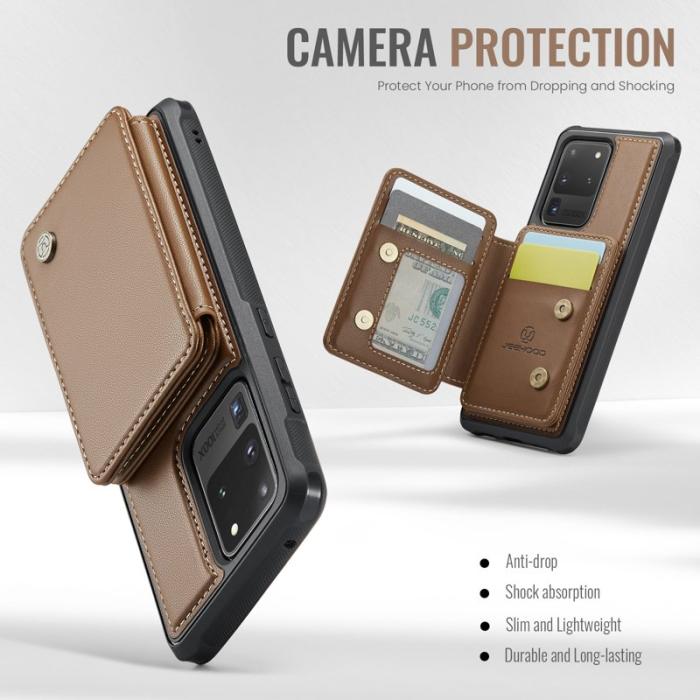 JEEHOOD - JEEHOOD J05 Samsung Galaxy S20 Ultra Skal Läder Mobilfodral Brun