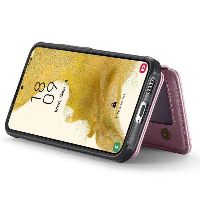 JEEHOOD - JEEHOOD J05 Samsung Galaxy S22 5G Mobilskal Läder med Kortfack - Rosa