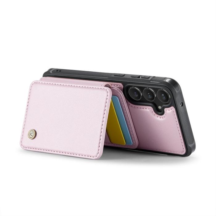 JEEHOOD - JEEHOOD J05 Samsung Galaxy S23 FE Skal Läder med Kortfack - Rosa