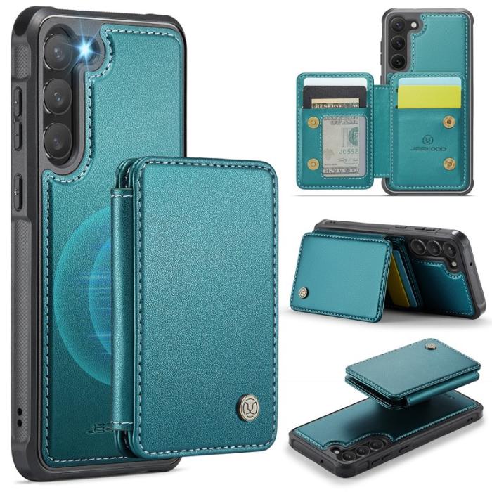 JEEHOOD - JEEHOOD J05 Samsung Galaxy S23 Skal Läder Mobilfodral Cyan