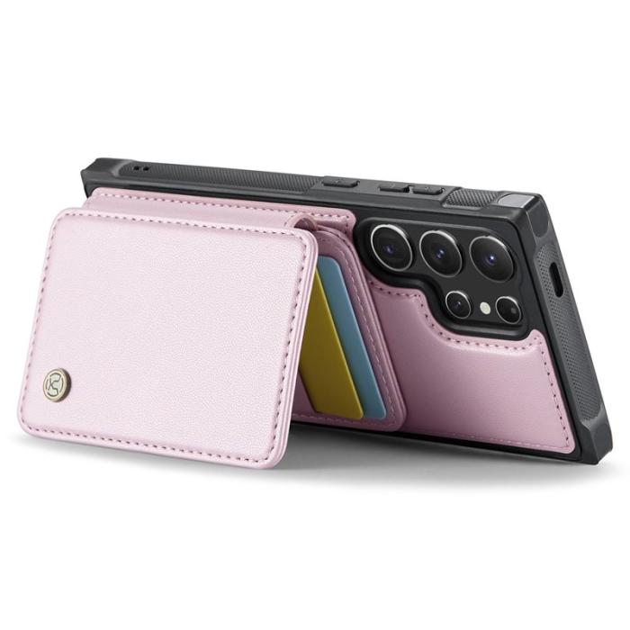 JEEHOOD - JEEHOOD J05 Samsung Galaxy S24 Ultra Skal Läder med Kortfack - Rosa