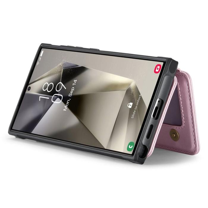 JEEHOOD - JEEHOOD J05 Samsung Galaxy S24 Ultra Skal Läder med Kortfack - Rosa