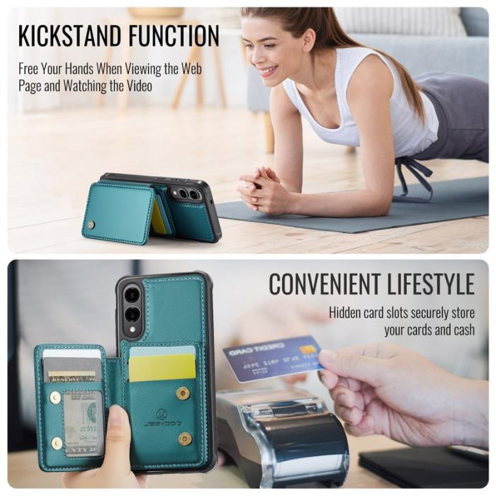 JEEHOOD - JEEHOOD J05 Samsung Galaxy S25 Edge Skal Läder med Fodral Blå