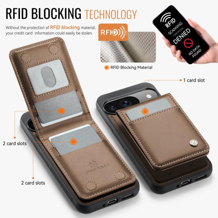 JEEHOOD - JEEHOOD J06 Google Pixel 9 Pro Skal med Kortfack - Brun