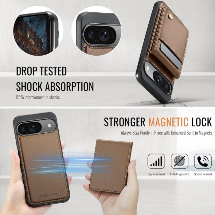 JEEHOOD - JEEHOOD J06 Google Pixel 9 Pro Skal med Kortfack - Brun