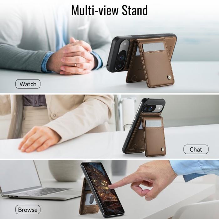 JEEHOOD - JEEHOOD J06 Google Pixel 9 Pro Skal med Kortfack - Brun