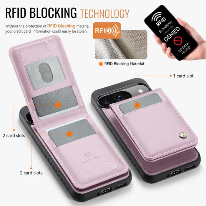 JEEHOOD - JEEHOOD J06 Google Pixel 9 Pro Skal med Kortfack - Rosa