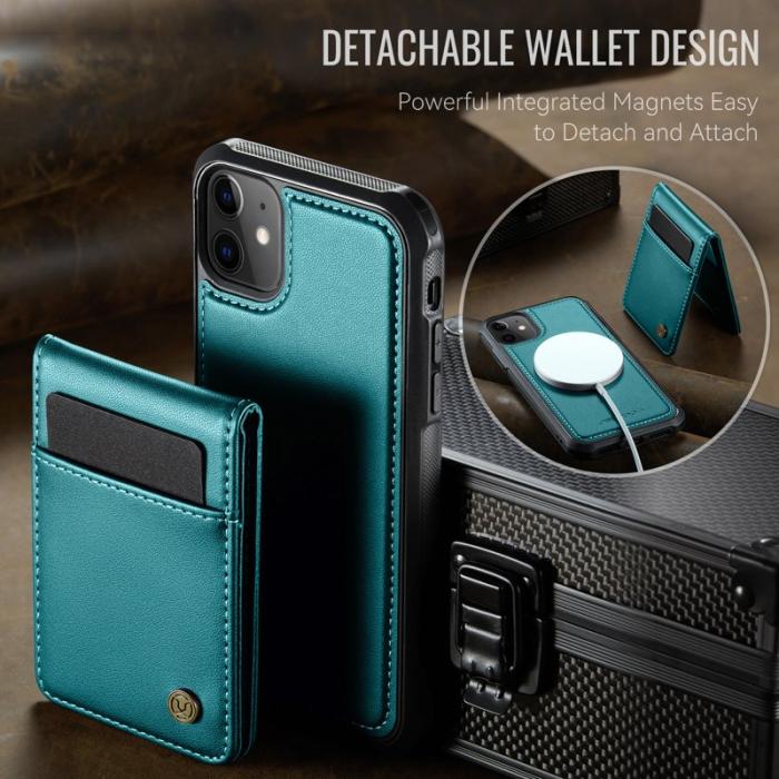 JEEHOOD - JEEHOOD J06 iPhone 11 Läderfodral MagSafe med kortfack Blå