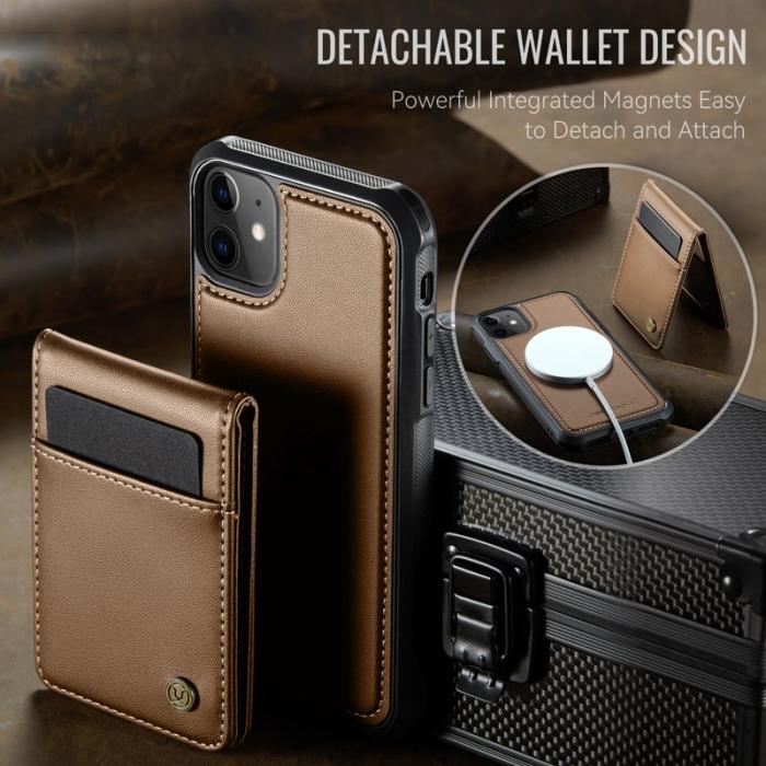 JEEHOOD - JEEHOOD J06 iPhone 11 Läderfodral MagSafe med kortfack - Brun
